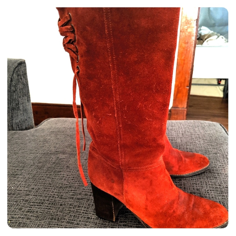Size 6.5 coach vintage red suede knee high boots